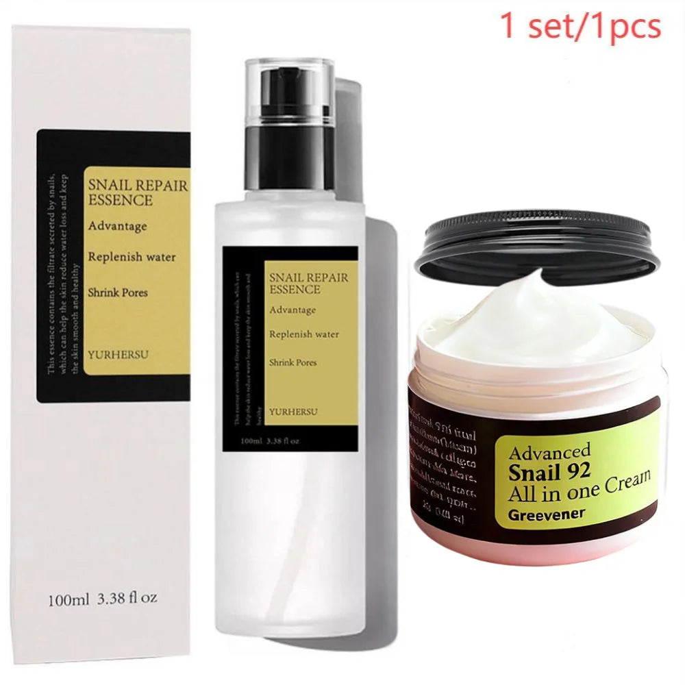 Snail Collagen Face Cream and Repair Essence Set – Korean Skin Care for Lifting, Moisturising