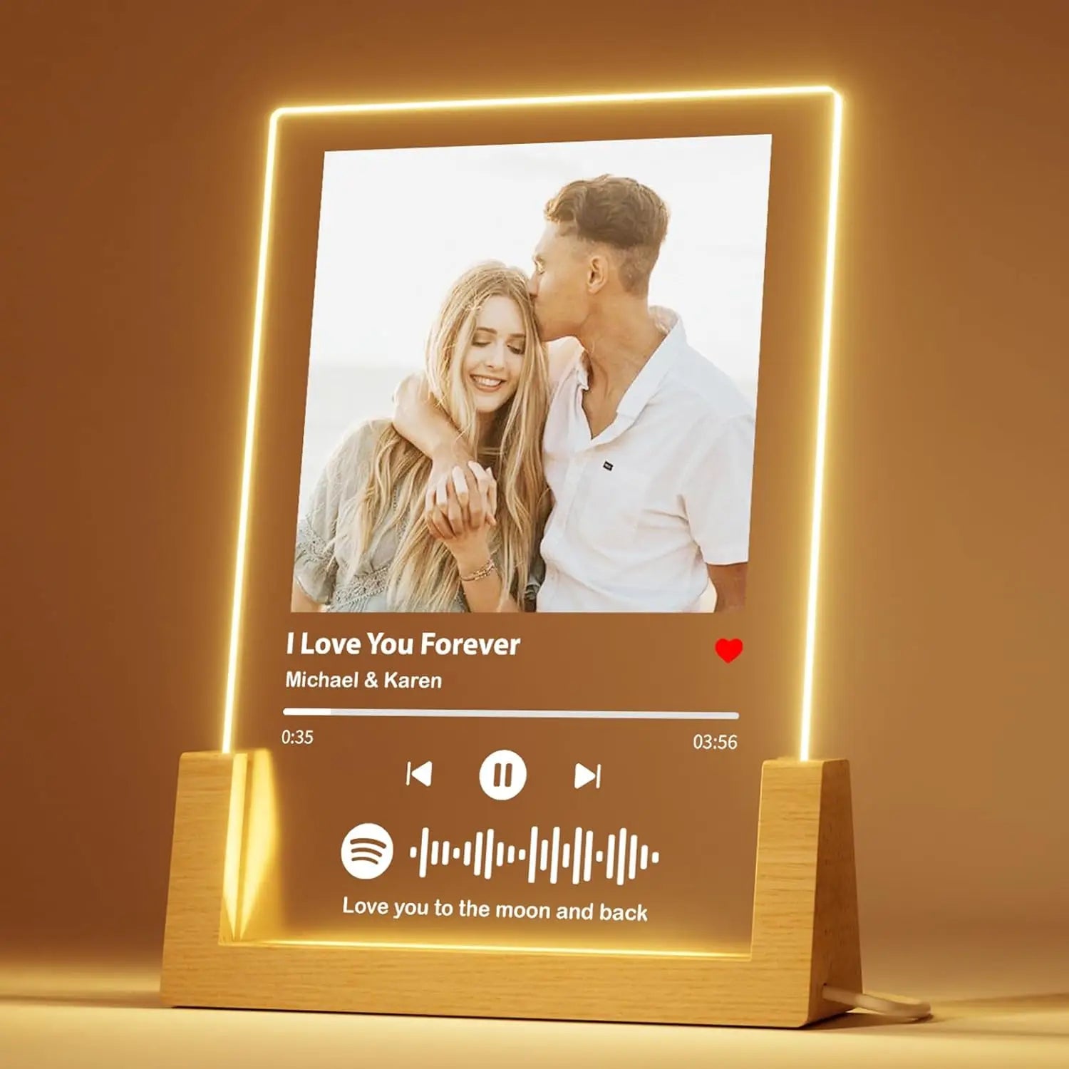 Custom Spotify Music Plaque Lamp – Personalised Acrylic Couple Gift