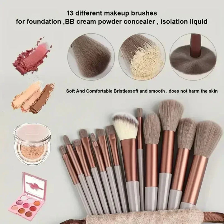 Premium Soft Makeup Brush Set 13-Pcs Kabuki, Foundation, Powder &  Perfect Beauty Tool for Face & Eye Makeup