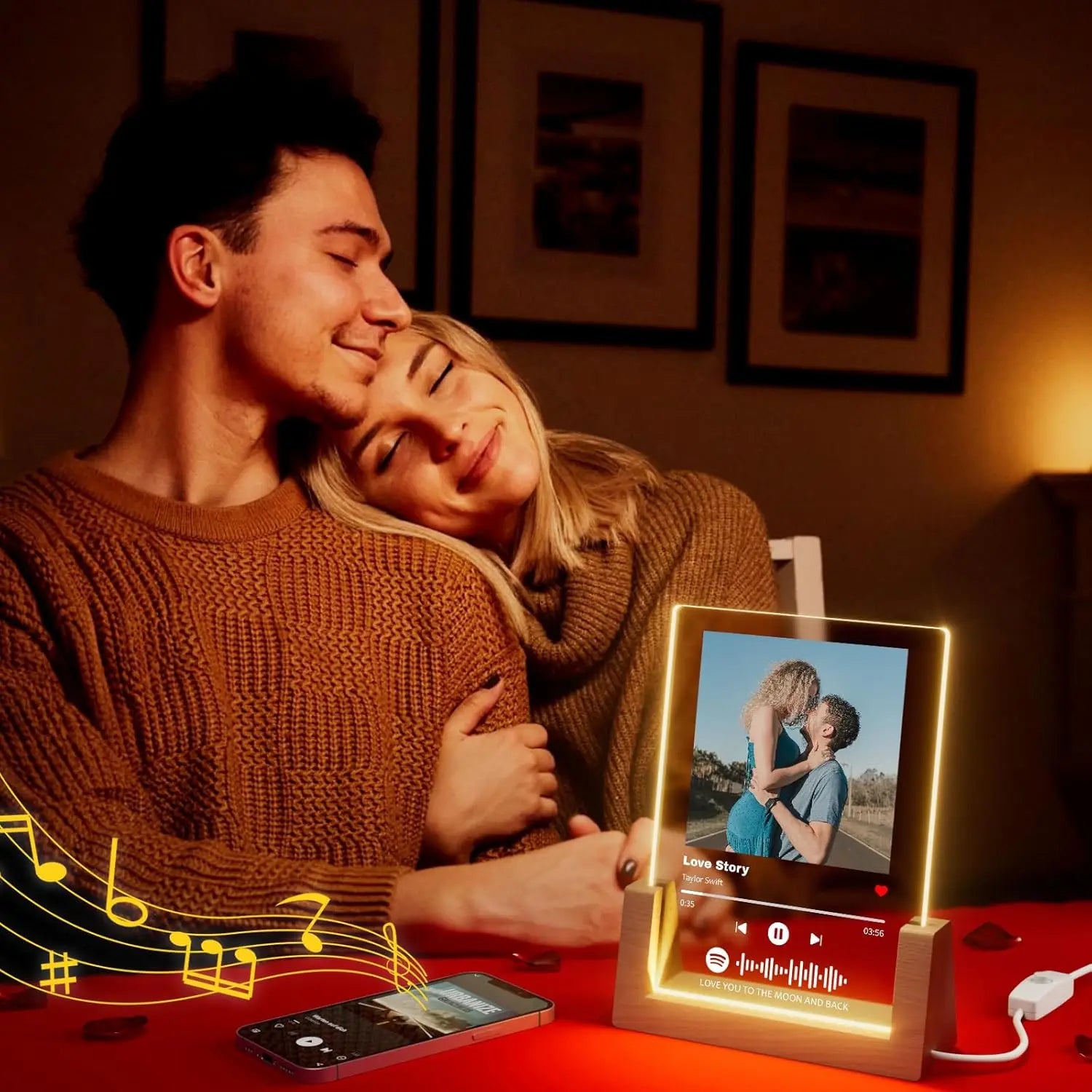 Custom Spotify Music Plaque Lamp – Personalised Acrylic Couple Gift