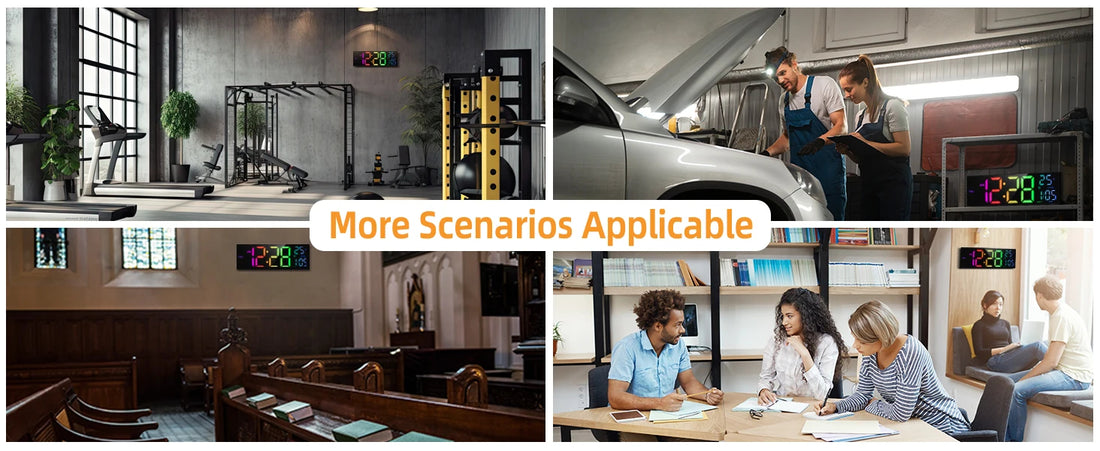 16 Large Digital Wall Clock with Remote – Big LED Display,8RGB Colors