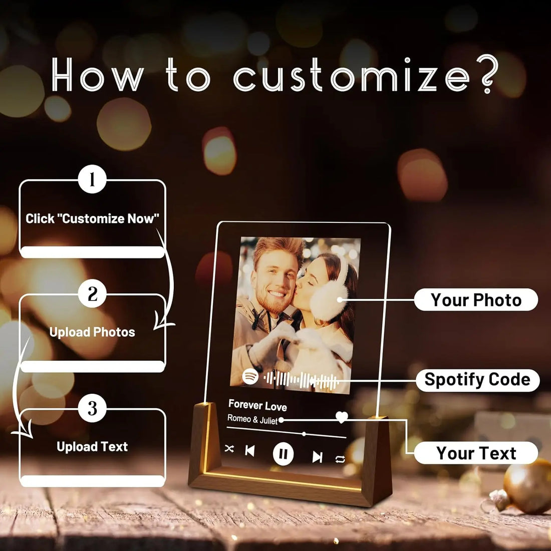 Custom Spotify Music Plaque Lamp – Personalised Acrylic Couple Gift