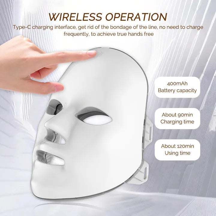 7-Color LED Wireless Facial &  Skin Tightening & Anti-Aging Photon Therapy