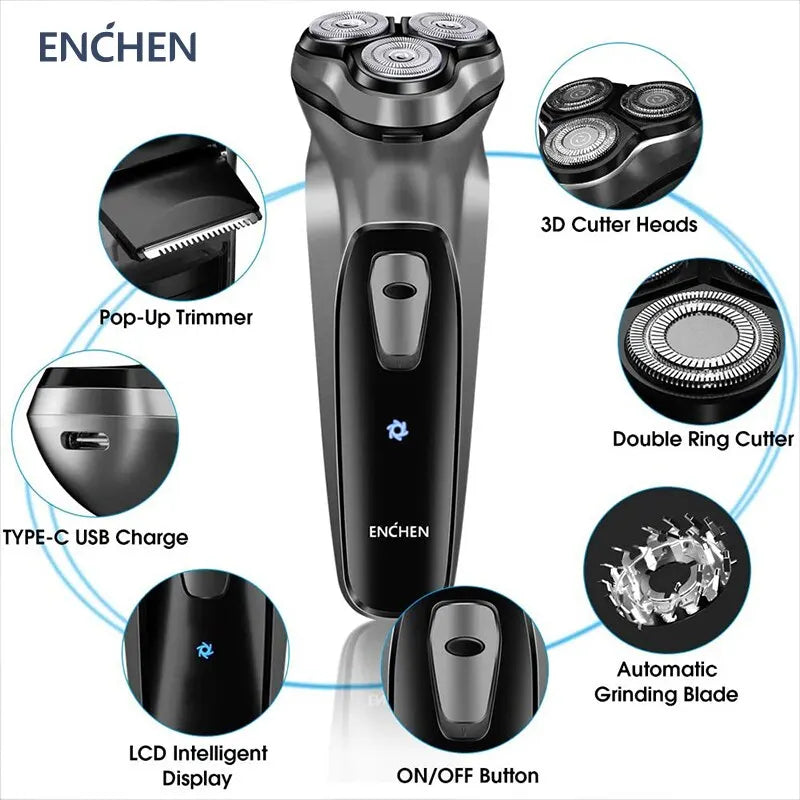 Electric Shaver for Men – Waterproof Rotary Razor USB Rechargeable