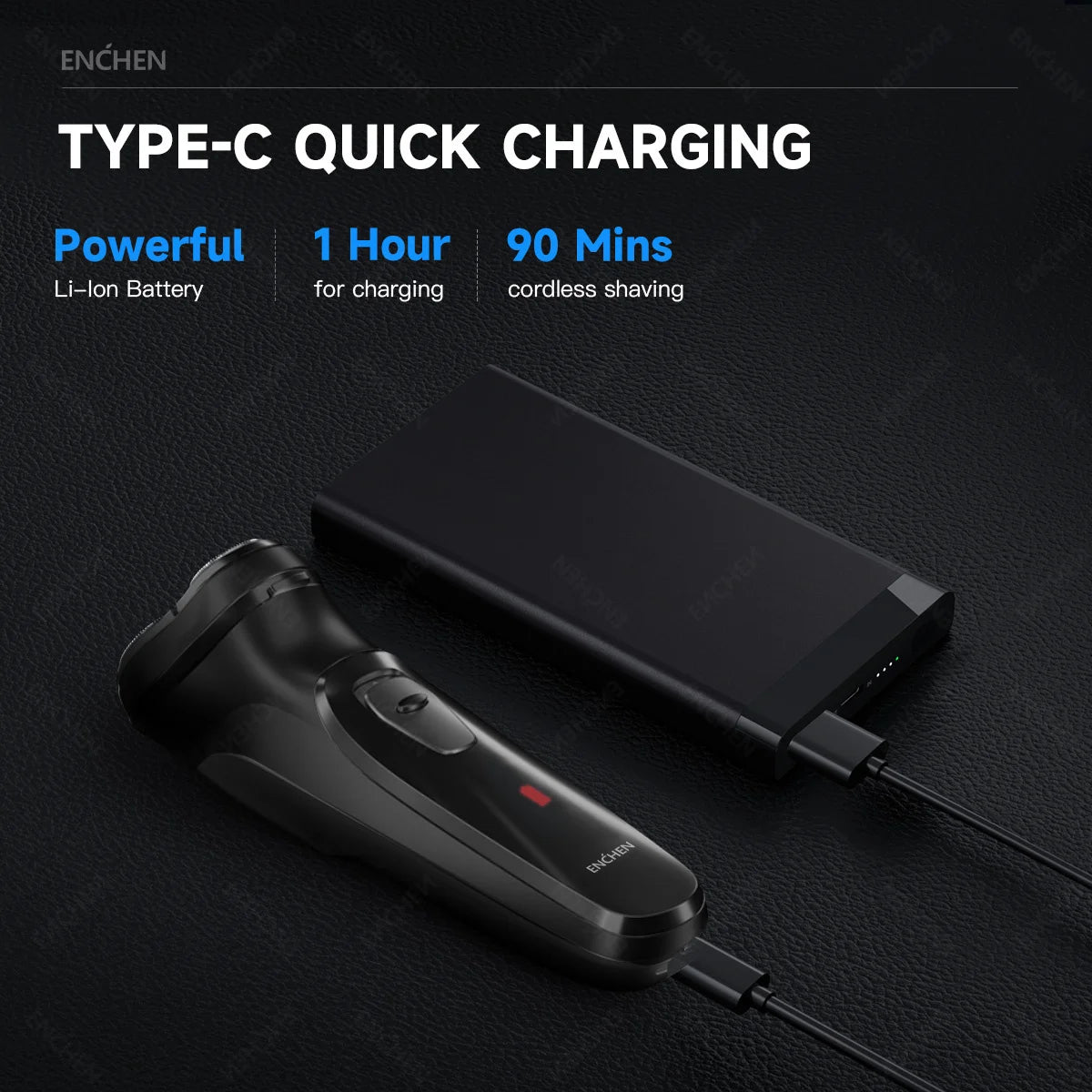 Electric Shaver for Men – Waterproof Rotary Razor USB Rechargeable