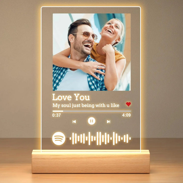 Custom Spotify Music Plaque Lamp – Personalised Acrylic Couple Gift