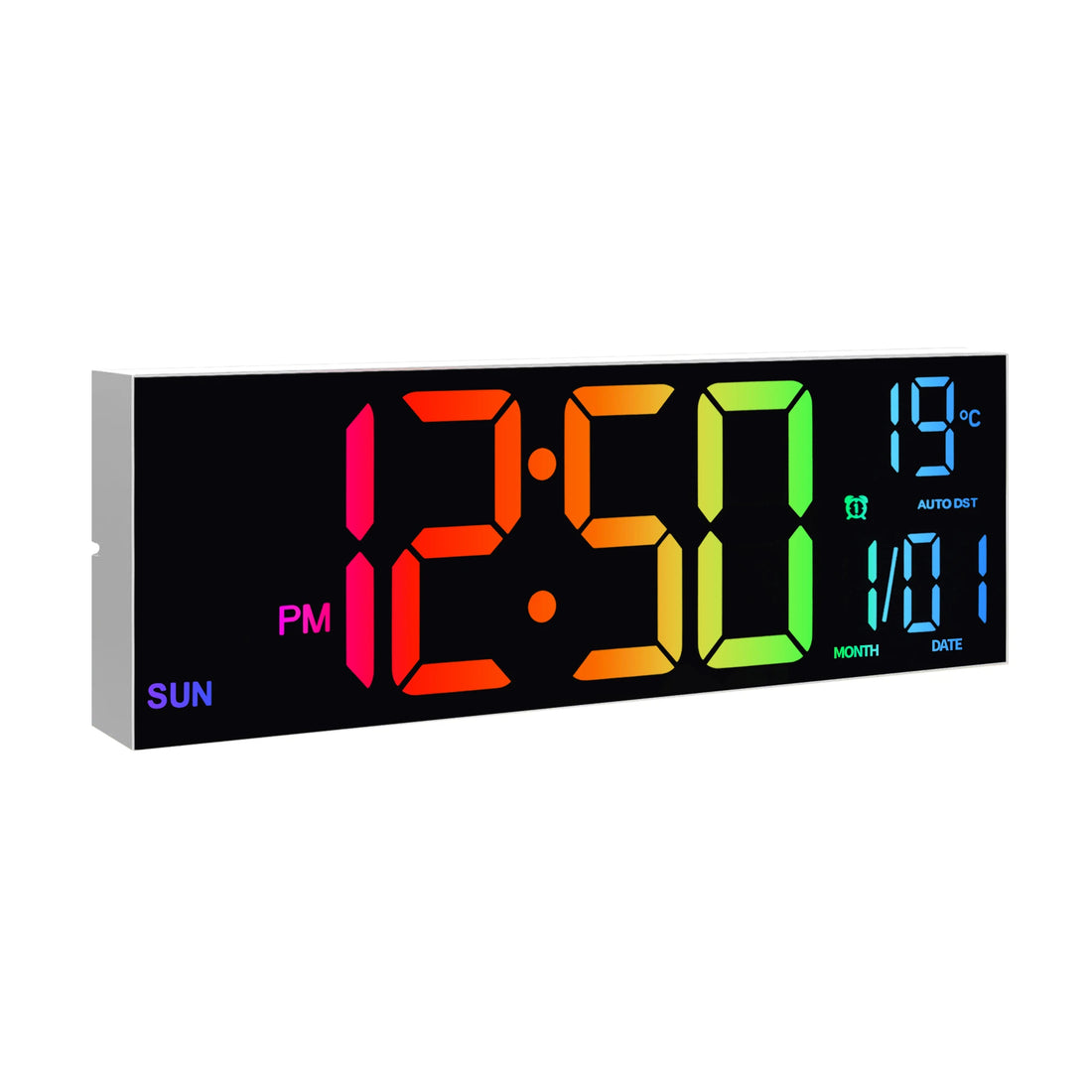 16 Large Digital Wall Clock with Remote – Big LED Display,8RGB Colors